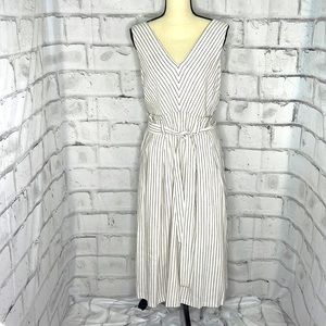 ANTONIO MELANI Women’s Ivory Fossil Linen Striped Livey Lined Double V D…